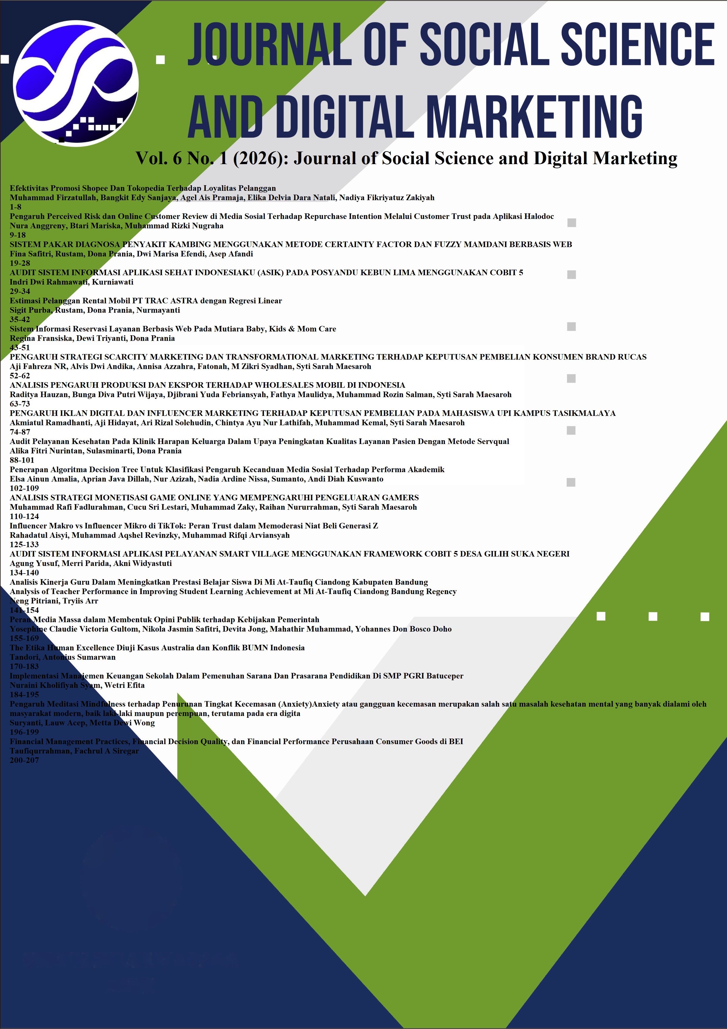 					View Vol. 6 No. 1 (2026): Journal of Social Science and Digital Marketing
				